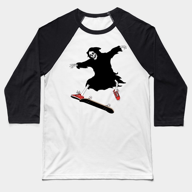 Grim reaper skateboard Baseball T-Shirt by MaryJsi